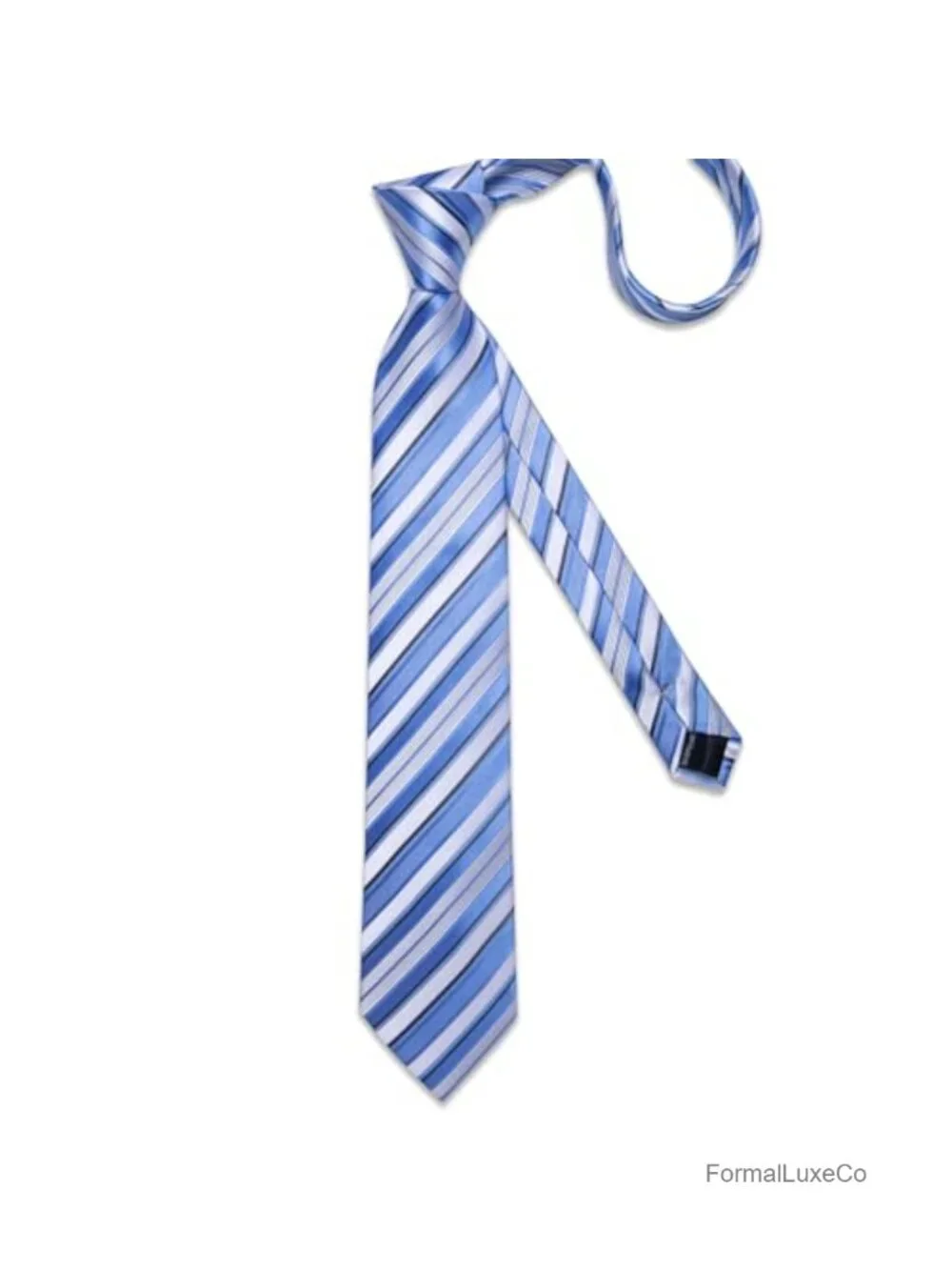 Men's Silk Tie & Pocket Square Set with Cufflinks, Plaid Striped Necktie